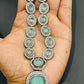 Turquoise Green Colored AD Stones Silver Oxidized Necklace Near Me