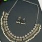 Unique Tribal Style Handmade Ethnic Silver Plated Oxidized Necklace Set With Earrings And Pearl Beads