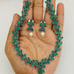  Emerald Stone Beaded Leaf Designed German Silver Toned Oxidized Necklace Near Me