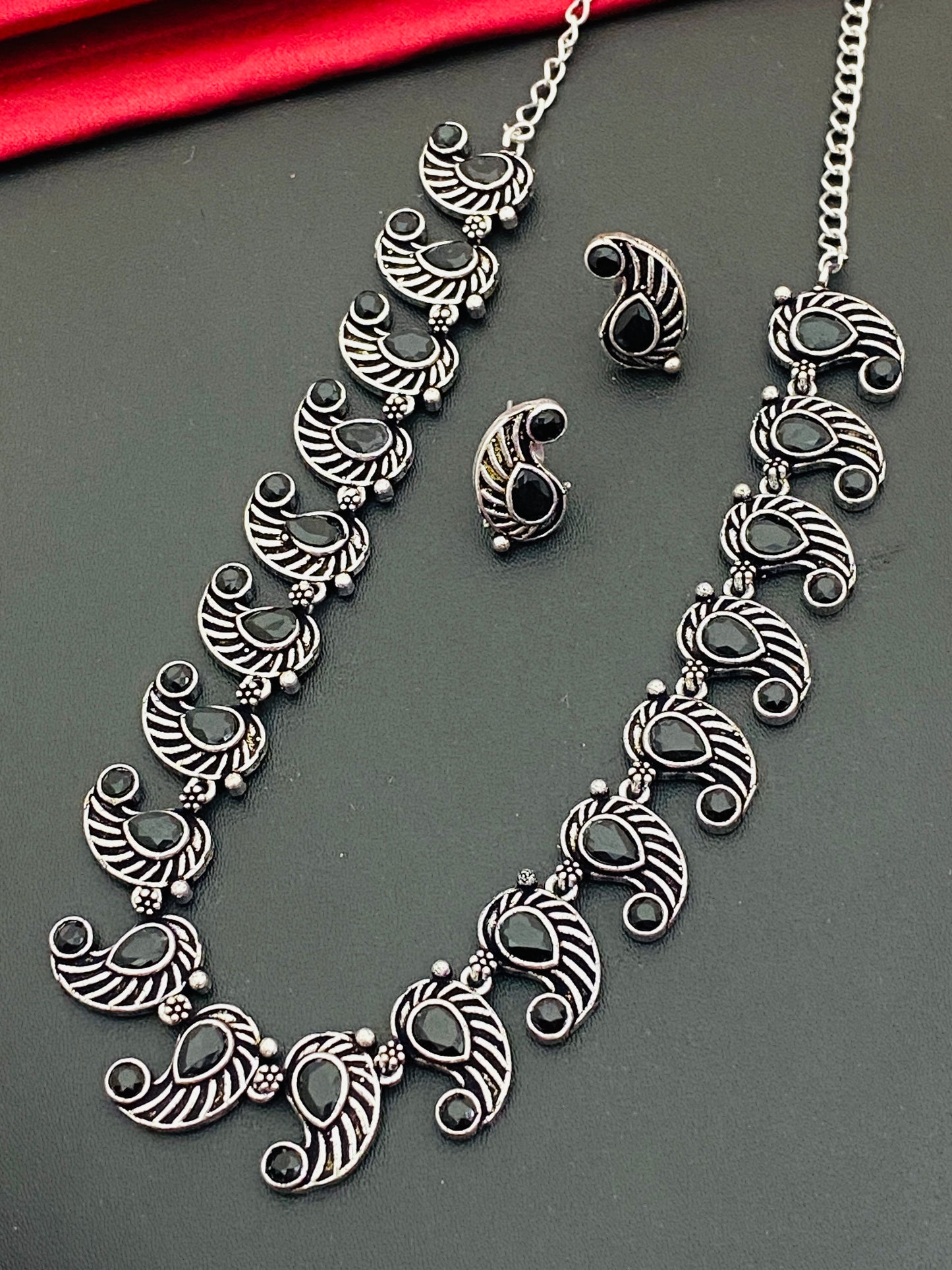 German Silver Plated Oxidized Necklace Set With Earrings in Litchfield Park