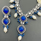  Silver Toned Oxidized Pearl Necklace Set With Matching Earrings in Skull Valley