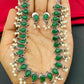 Emerald Stone Beaded German Silver Plated Oxidized Necklace Set With Earrings Near Me