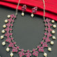 Fascinating Ruby Stone Oxidized Silver plated Designer Short Necklace With Matching Earrings