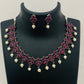 Ruby Stone Oxidized Silver plated Designer Short Necklace With Matching Earrings in USA