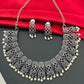 Gorgeous Silver Plated Tribal Oxidized Necklace With Earrings