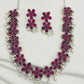 Designer Necklace With Ruby Stone And Pearl Hangings in Cotton wood