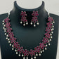 Trendy Silver Oxidized Floral Design Necklace With Ruby Stone in USA