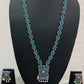 Pretty Sky Blue Stoned Traditional Long Oxidized Necklace With Stud Earrings