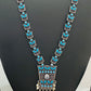 Pretty Sky Blue Stoned Traditional Long Oxidized Necklace With Stud Earrings