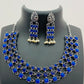 Magnificent Antique Silver Oxidized Trendy Choker Necklace With Earrings