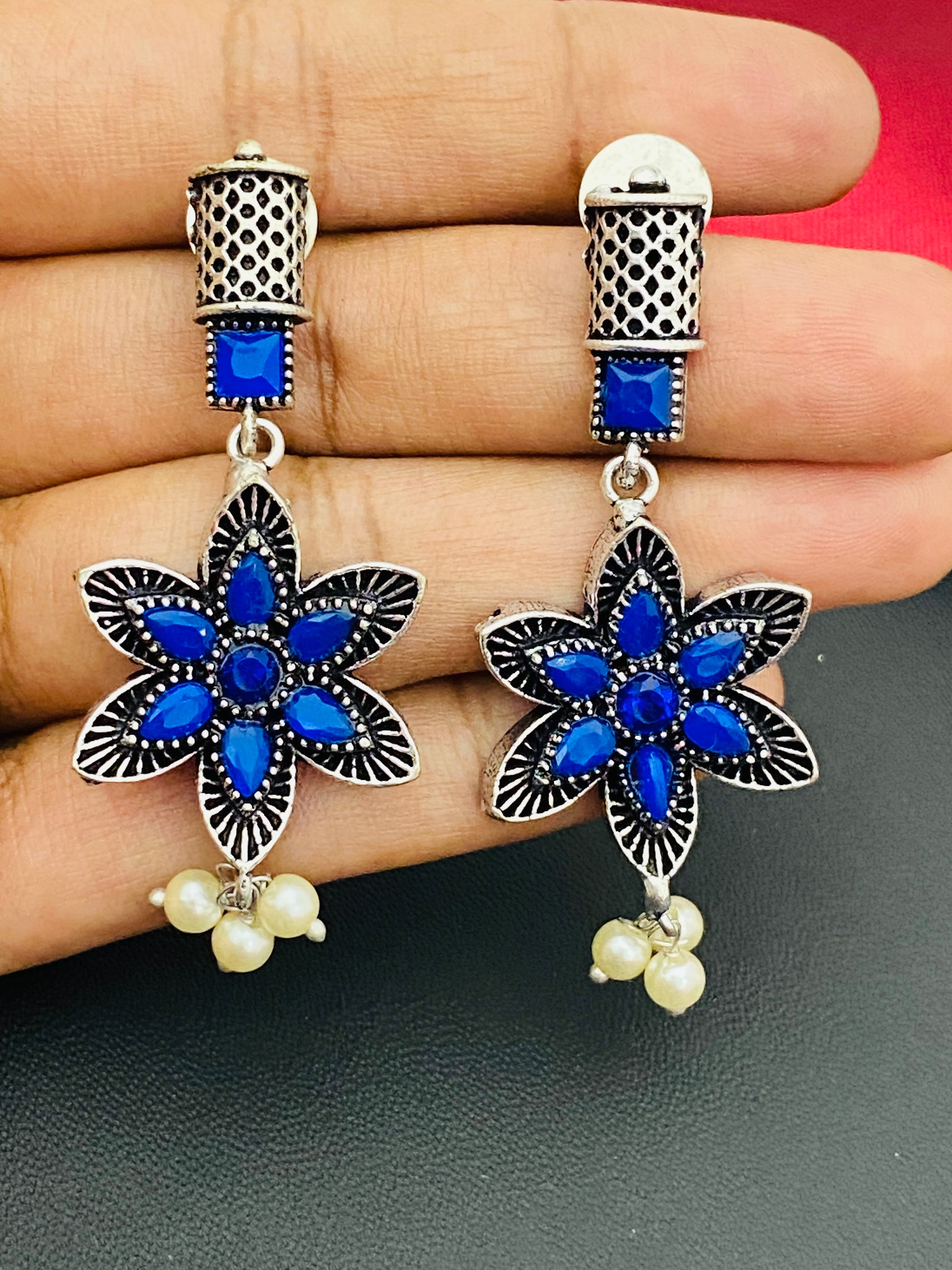 Blue Stoned Necklace With Earrings In USA