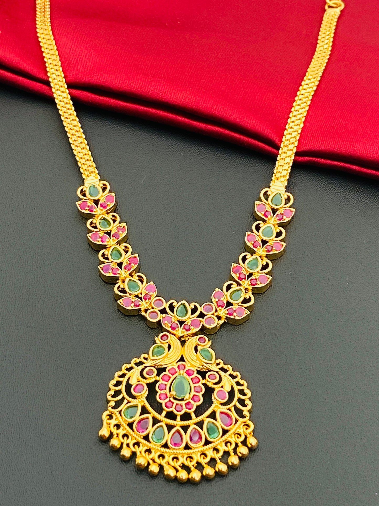 Charming Multi Color Gold Plated Necklace Near Me