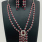 Charming Ruby Stoned Color American Diamond Bridal Wear Necklace Sets