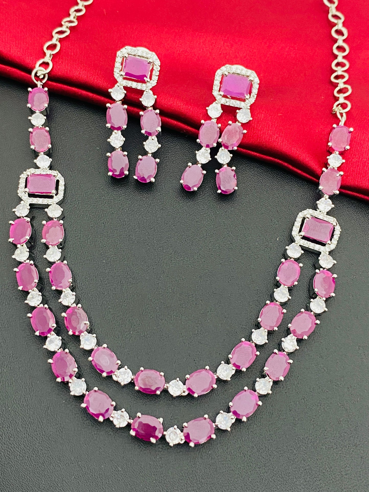 American Diamond Necklace With Earrings Sets In USA