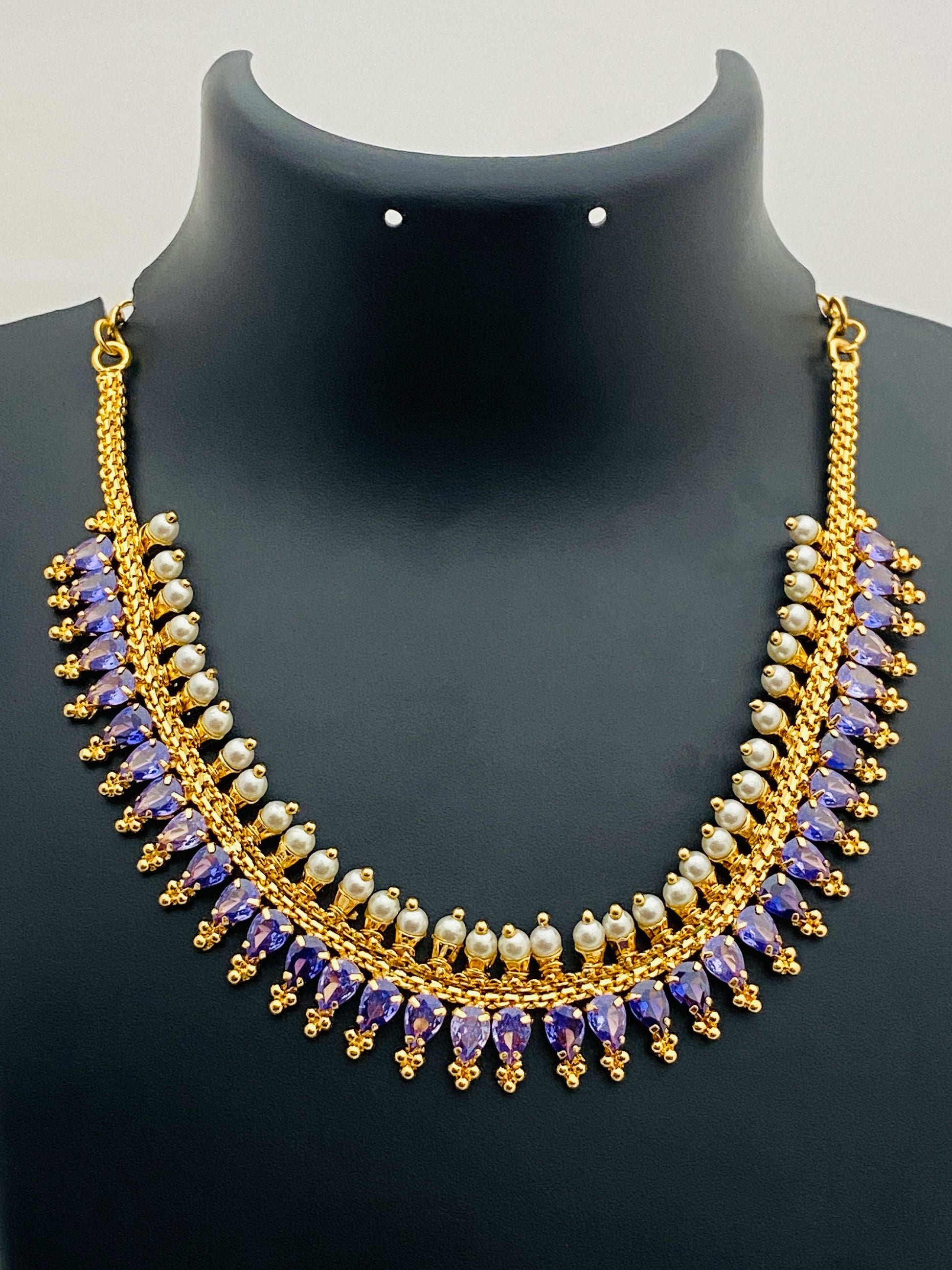 Lovely Violet Colored Gold Plated Necklace Near Me