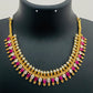 Elegant Gold Plated White With Pink Stoned Choker For Women