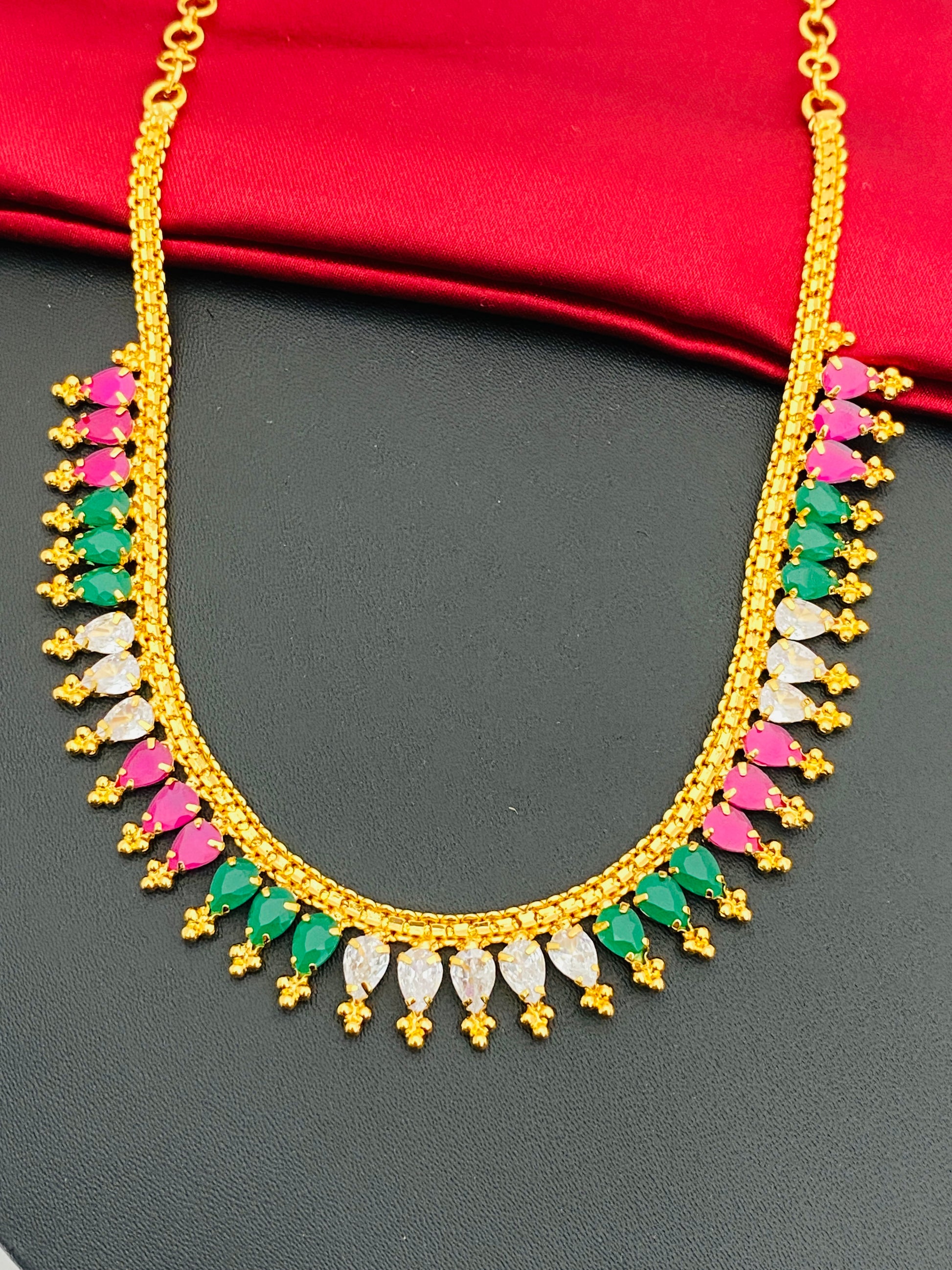  Party Wear Multi Stoned Designer Necklace With Gold Plated In Suncity West