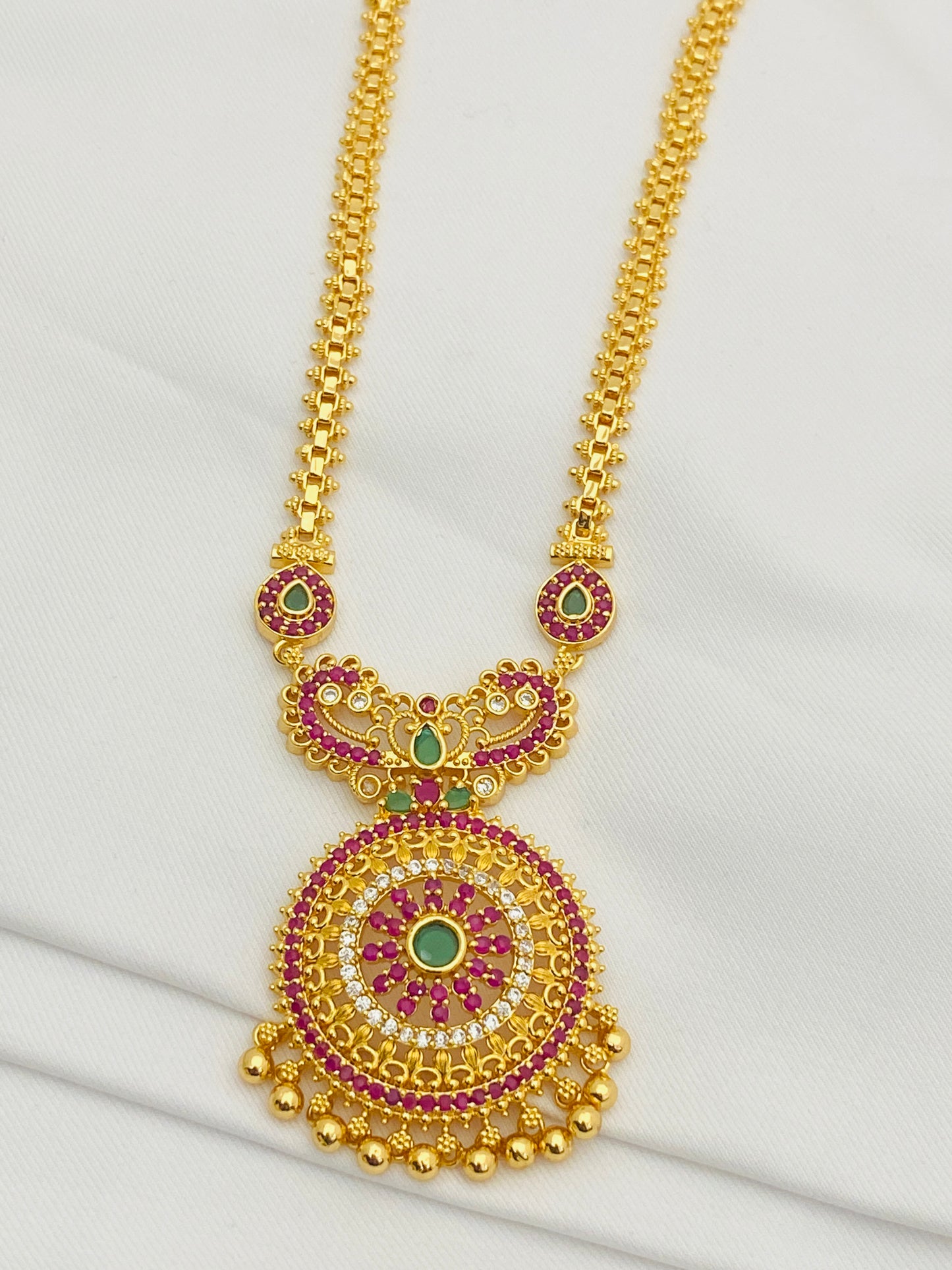 Attractive Multi Color Stoned Long Chain With Tear Drops