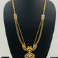 Peacock Designer Gold Plated Long Chain With White Stones In Cotton Wood