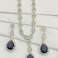 Beautiful American Diamond Blue Color Stoned Necklace With Earring Sets