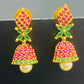 Emerald Stone Jhumka Earrings With Pearl Drops In Chandler
