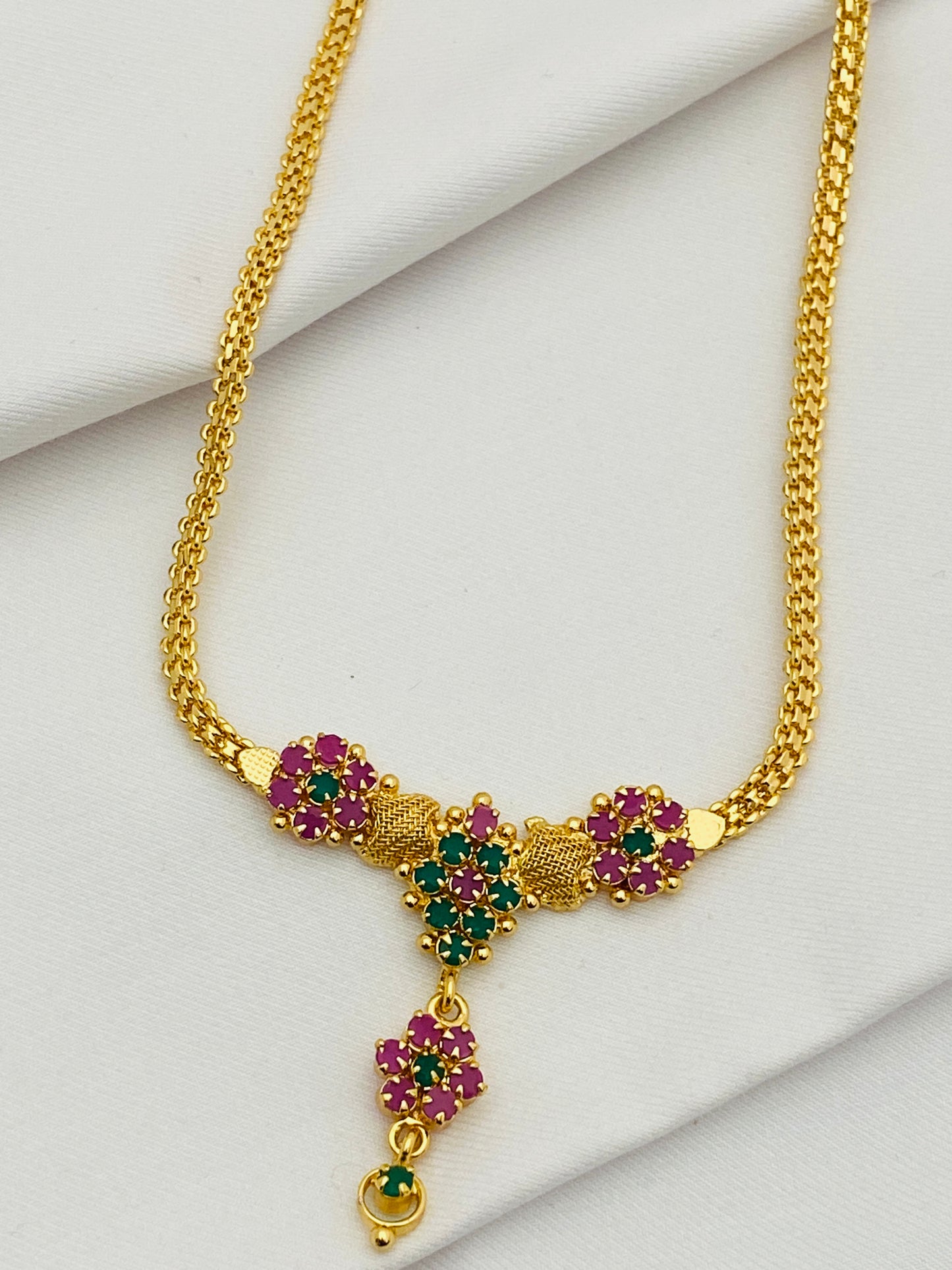 Gorgeous South Indian Party Wear Ruby Emerald Necklace Near Me