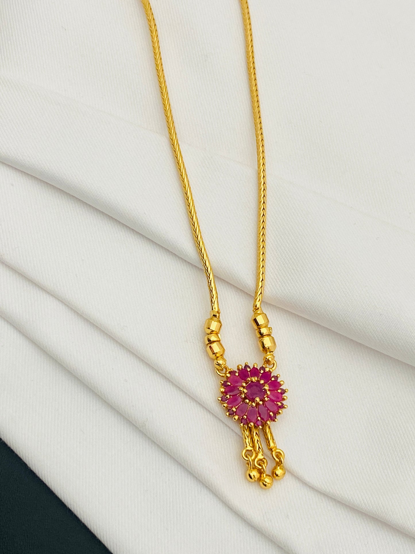 Elegant Fantastic Flower Design Ruby Stone Necklace Near Me