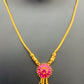 Elegant Fantastic Flower Design Ruby Stone Small Pendant Gold Plated Necklace