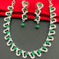 American Diamond Necklace And Earrings With Green Color In Mesa