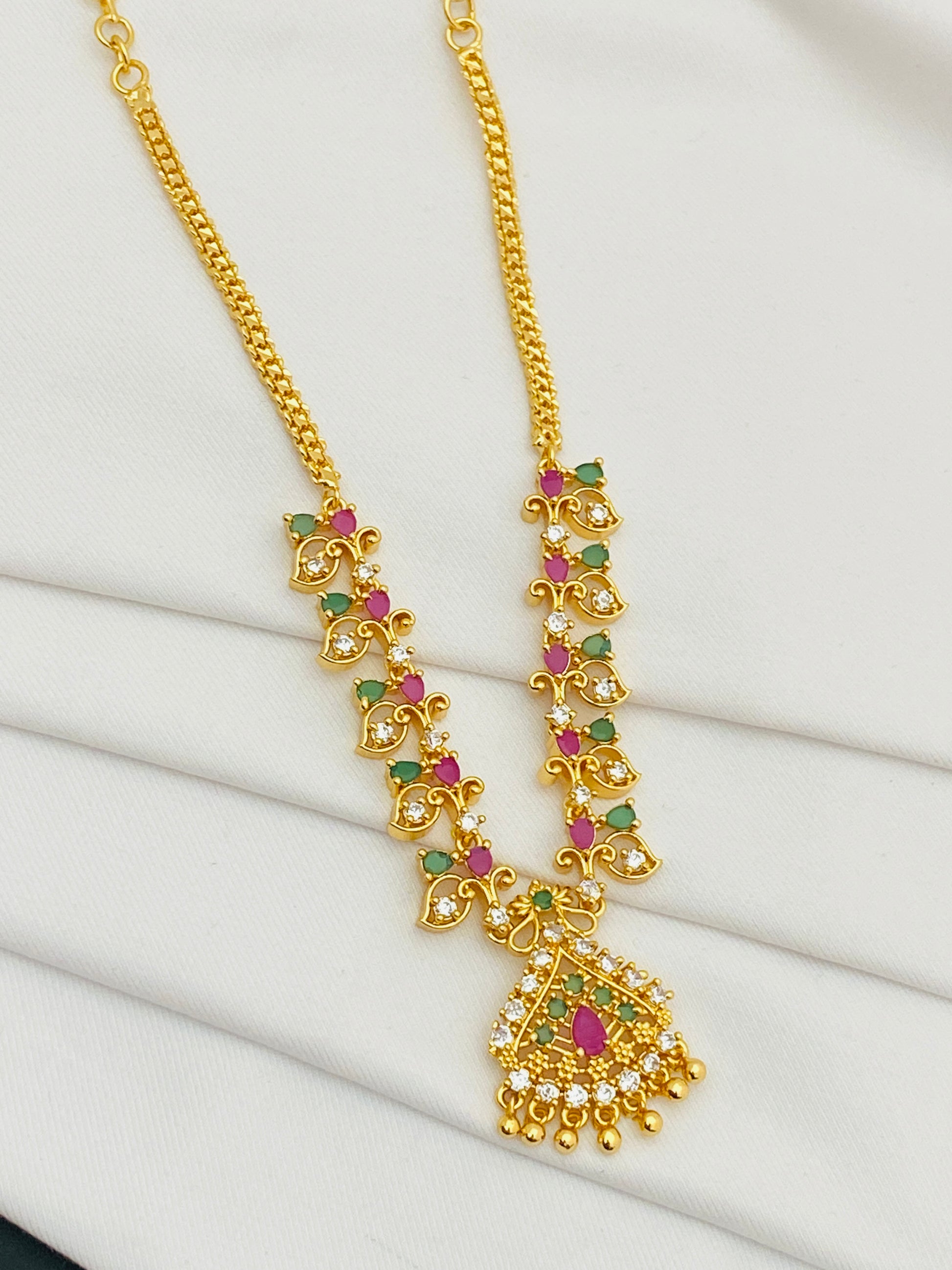 Charming Multi Color Gold Plated Necklace Near Me