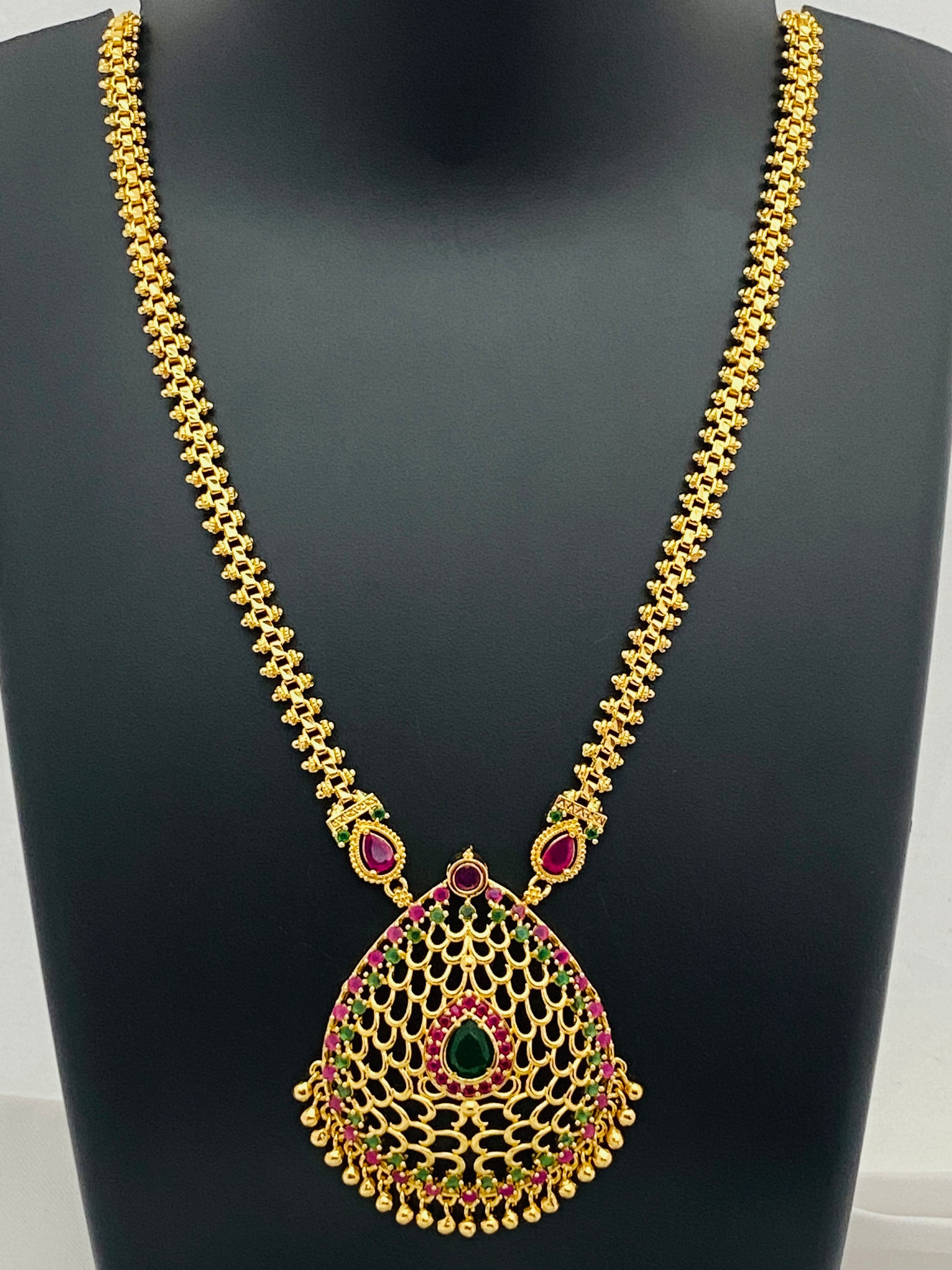 Charming Gold Plated Multi Color Long Chain