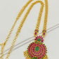 Dazzling Designer Gold Plated Premium Quality Ruby And Emerald Stone Long Chain