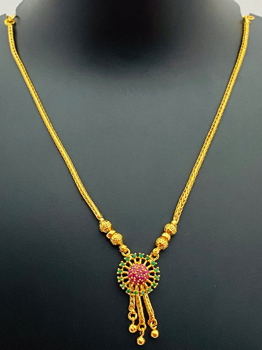 Appealing Multi Color Stoned Gold Plated Long Chain For Women