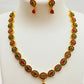 Elegant Alloy Brass Multi Color Stone Gold Plated Necklace With Earring Sets