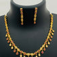 Lovely Gold Plated Ruby And White Colored Neclace With Earrings