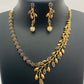 Gold Plated AD Stoned Necklace With Earring Sets In Suncity