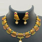 Elegant Premium Gold Party Wear Necklace With Pearl Drops
