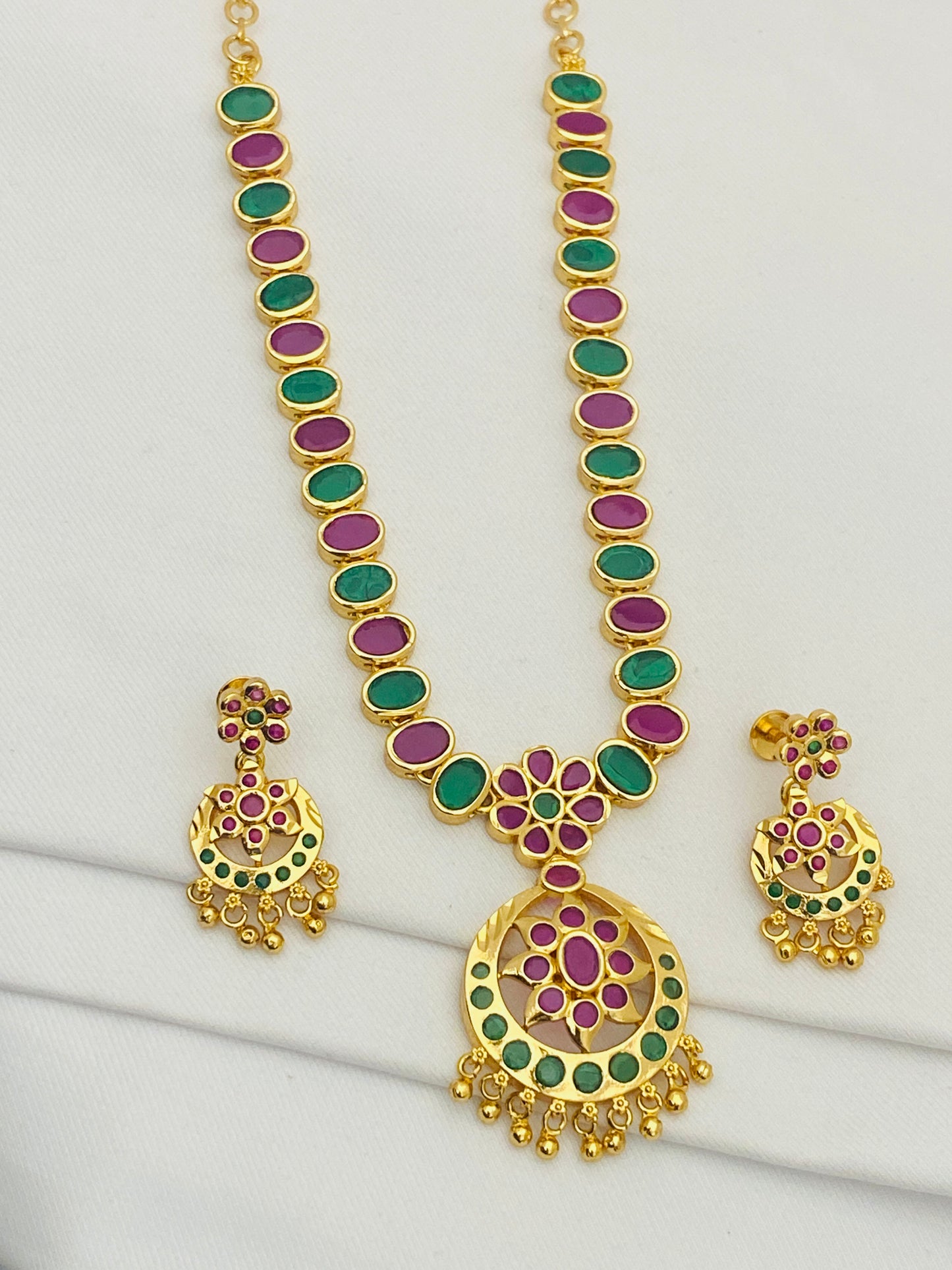 Gorgeous Multi Color Gold Plated Necklace Near Me