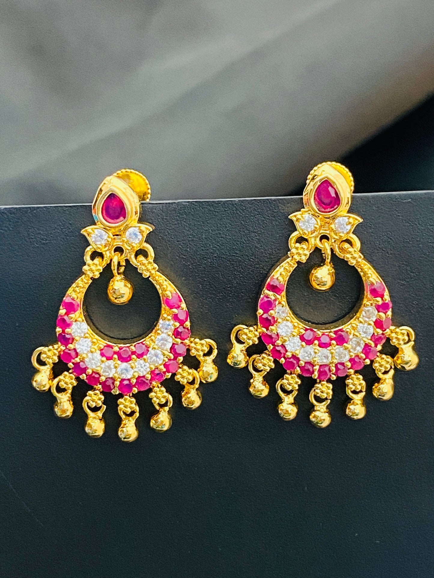 Beautiful Traditional Ruby & Silver Stoned Earring With Pearl Set