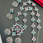 Trendy Multi Stone Beaded Floral Designed German Silver Plated Oxidized Necklace Set With Earrings