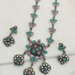 Multi Stone Beaded Floral Designed German Silver Plated Oxidized Necklace Set With Earrings Near Me