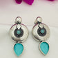 Dazzling Sky Blue Color Handcrafted Sterling Silver Plated Designer Dangle Earrings
