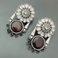 Maroon Color Oxidized Floral Earrings in USA