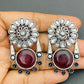 Maroon Color Oxidized Floral And Round Designed Earrings Near Me