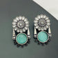 Oxidized Flower And Round Designed Earrings In USA