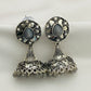 Traditional Bollywood Style Silver Oxidized Ethnic Jhumka Earrings With Pearl Beads