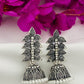 Traditional Leaf Designed German Silver Plated Oxidized Earrings With Pearl Beads