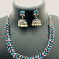 German Silver Plated Oxidized Choker Set With Jhumkas in Suncity