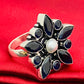 Floral Designed Adjustable Rings With Pearl Bead in Chandler