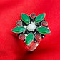 Elegant Emerald And Ruby stone Beaded Designer Ring in USA